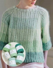 Green pullover knitted from the neck set